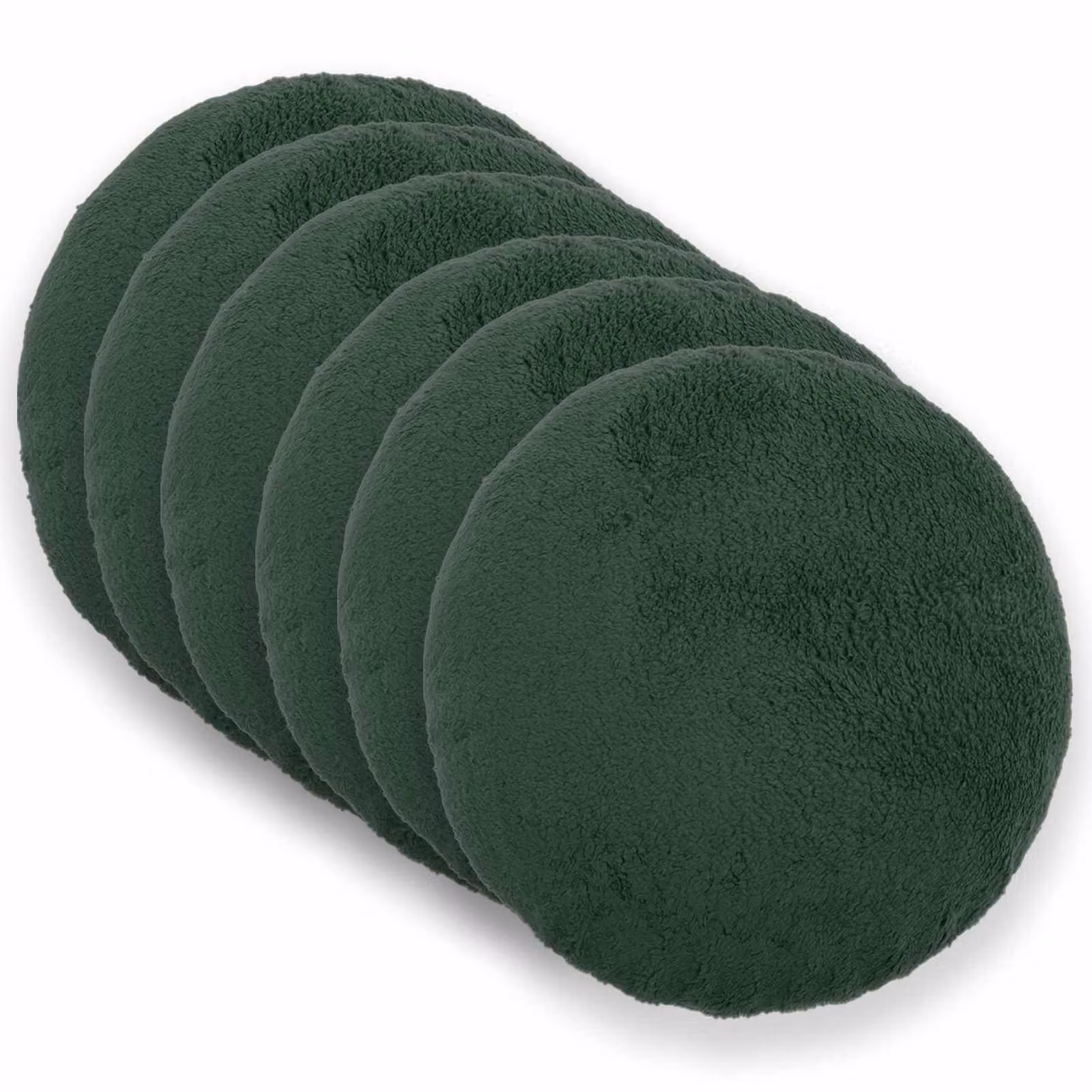 Set di 6 federe rotonde vidaXL HEERLEN in tessuto bouclé verde scuro, Ø 60 cm