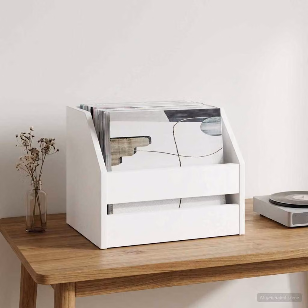 Scatola per album in vinile vidaXL, Bianco, L 38 x P 30 x H 29 cm
