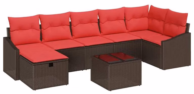 Set di divani da esterno, 8 pezzi, in rattan sintetico