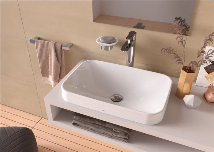 TOTO LF lavabo à poser, sans trou pour robinet, avec trop-plein, 600x380mm, Cefiontect, L5716E, L5716E