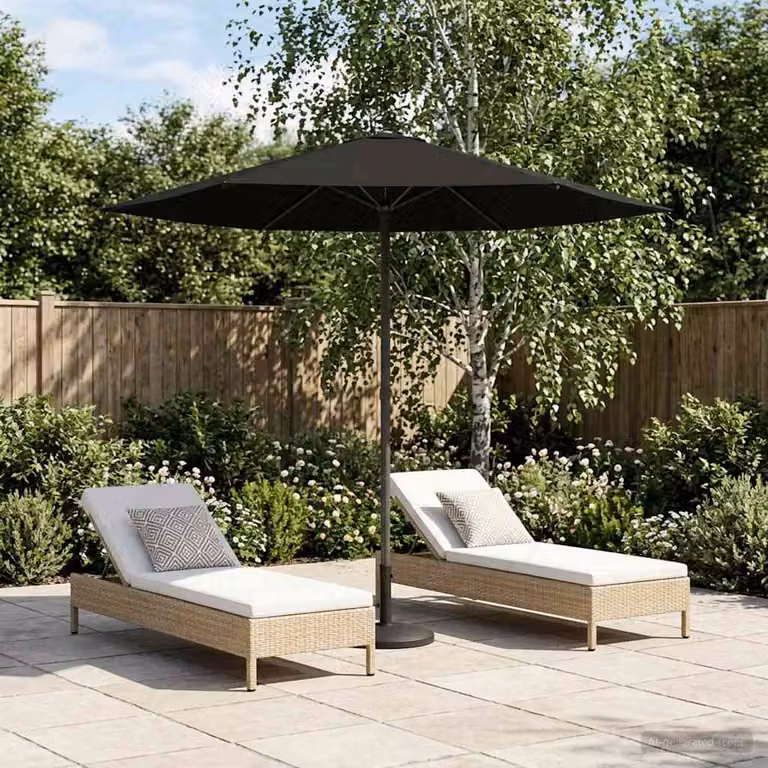 Ombrello da giardino rettangolare vidaXL in poliestere e acciaio, colore nero, 2,3 x 2,3 m