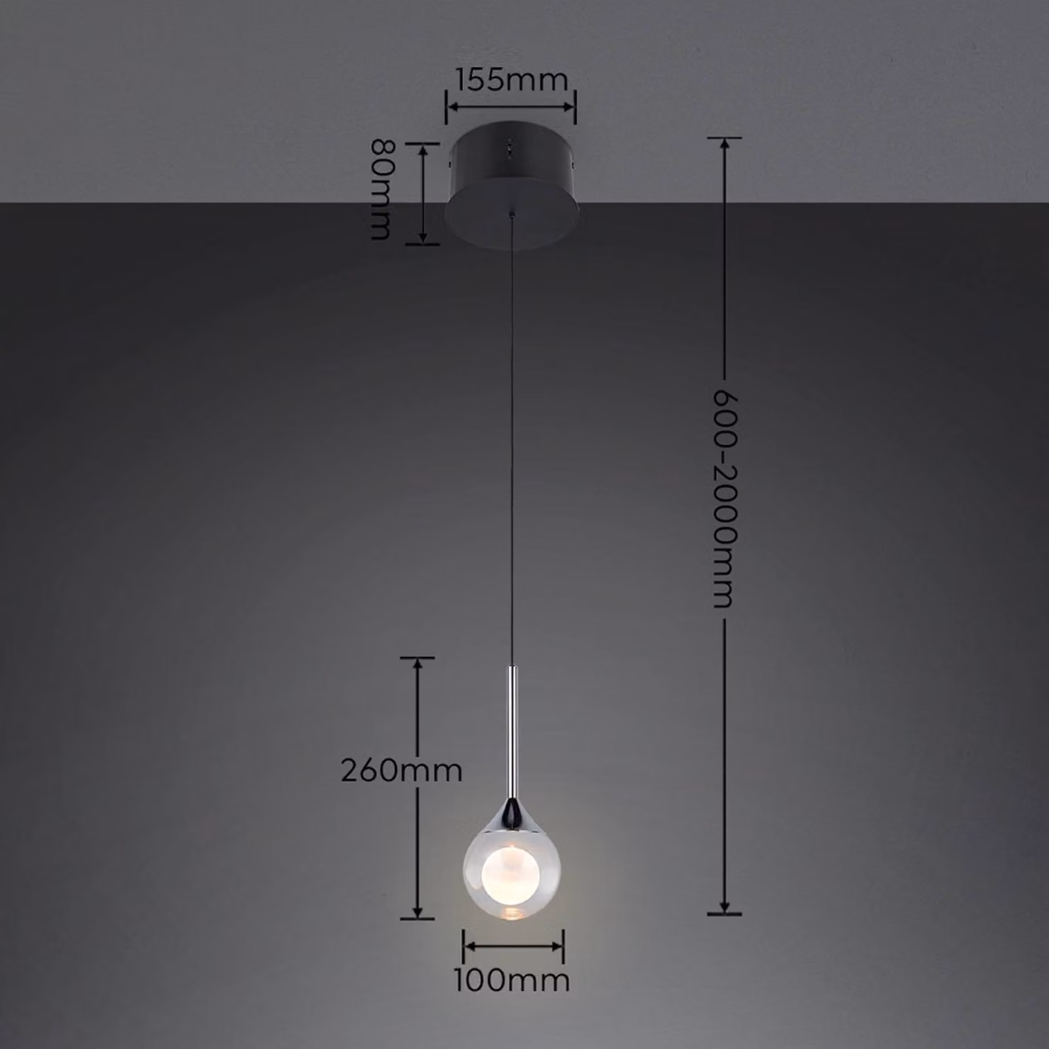 Trio Lighting Lampada a sospensione Calista, dimmerabile, Cromo / Argento, Soggiorno / Sala da pranzo, Metallo, Moderno, Lampada a sospensione