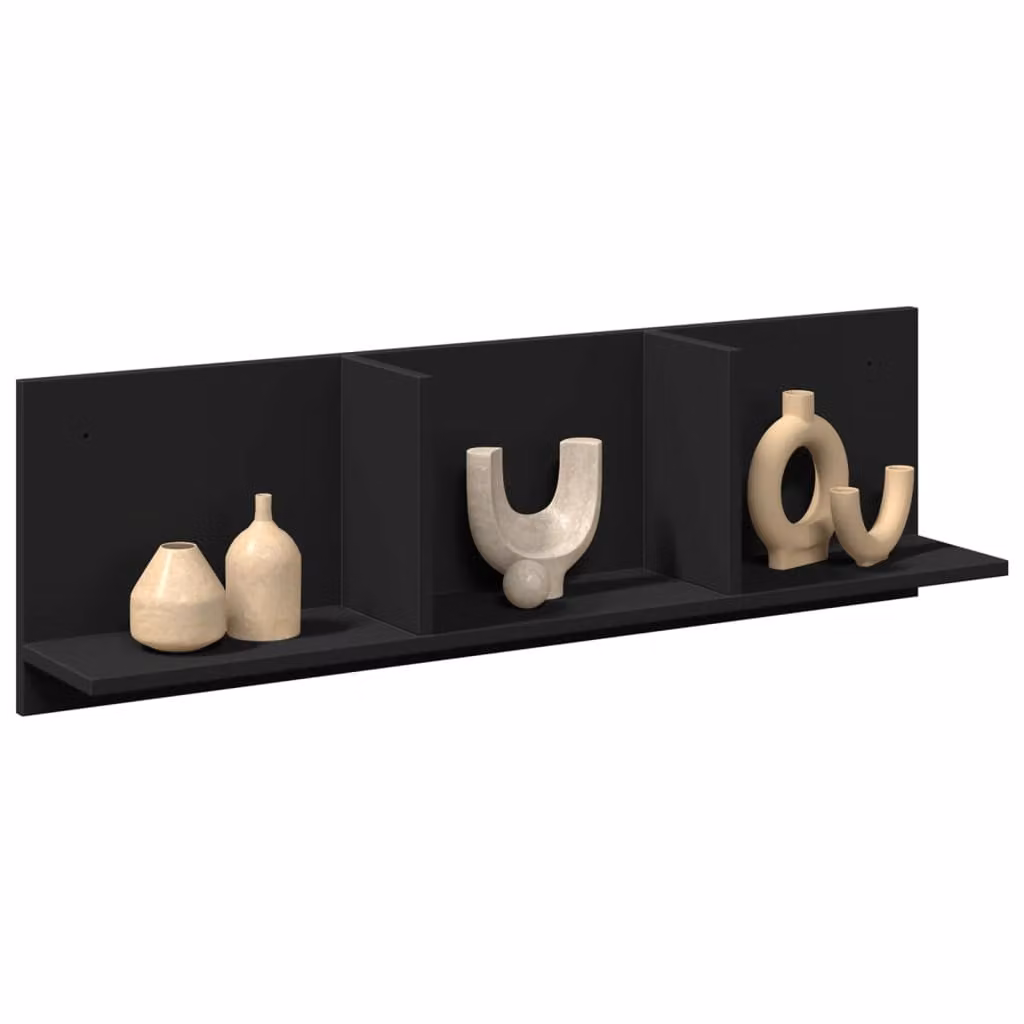 Mobile a parete vidaXL in MDF nero opaco L 100 x P 30 x H 16,5 cm