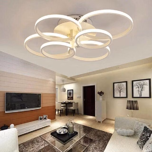 Plafoniera LED Moderna Trade Shop con 6 Anelli, 51 W, Luce Regolabile Fredda Calda Naturale, Colore Bianco