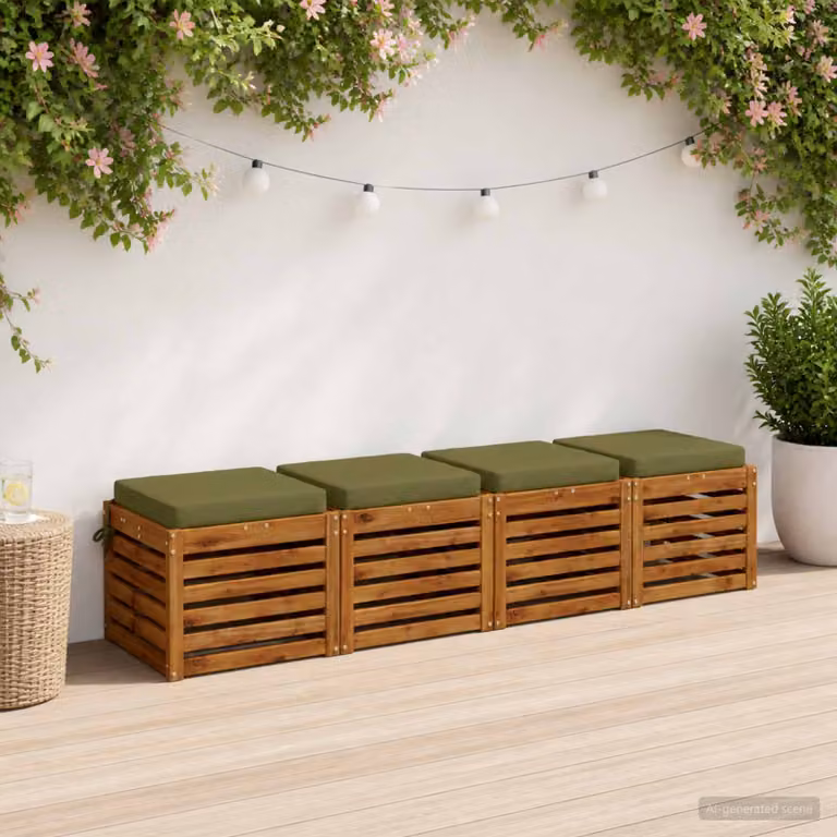 Set di 4 cuscini per sedia vidaXL in poliestere verde con fodera rimovibile e resistenza UV