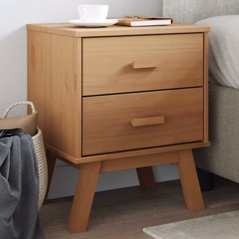 vidaXL Comodino OLDEN in Legno Massello di Pino Marrone in Stile Scandinavo