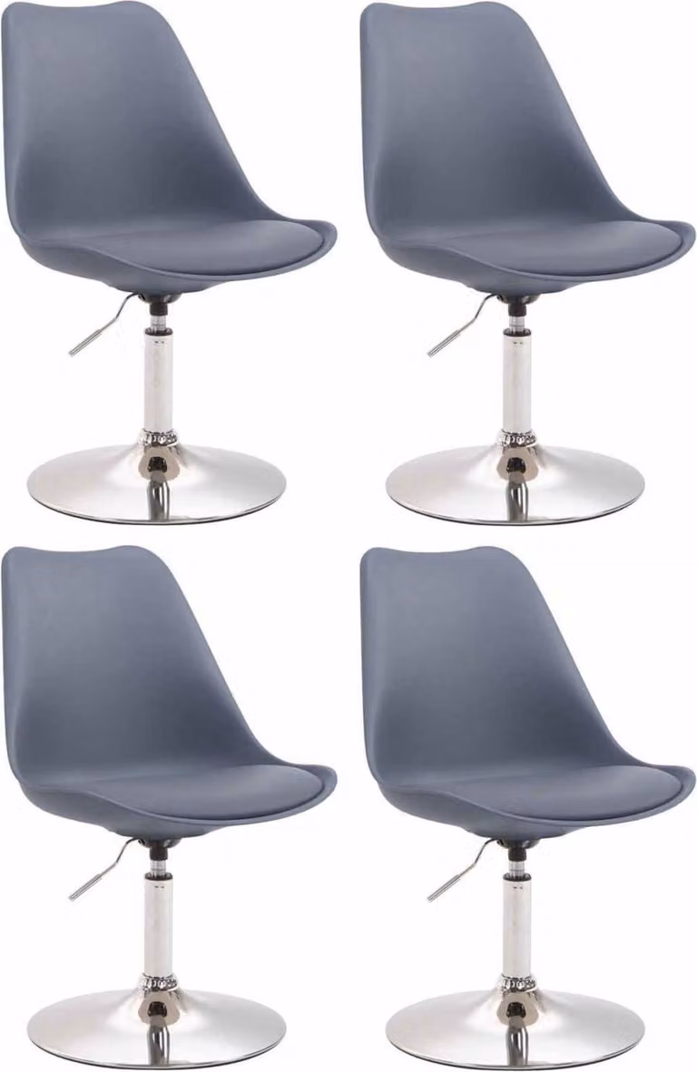 set di 4 sedie da pranzo - sedie da cucina - design confortevole e girevole a 360° | colore: grigio | colore base: cromo