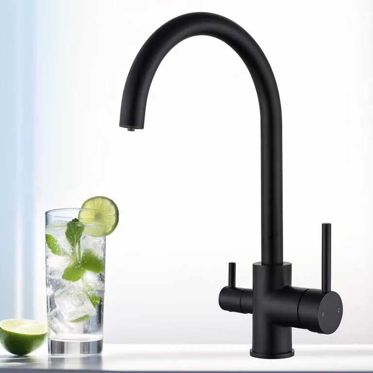 Rubinetto filtro per acqua a 3 vie, 3 in 1, miscelatore da cucina, girevole, nero