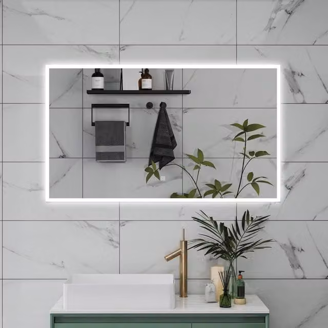 AICA Specchio da bagno 120 x 70 cm, dimmerabile, Funzione Memoria, antiappannamento, 3 colori