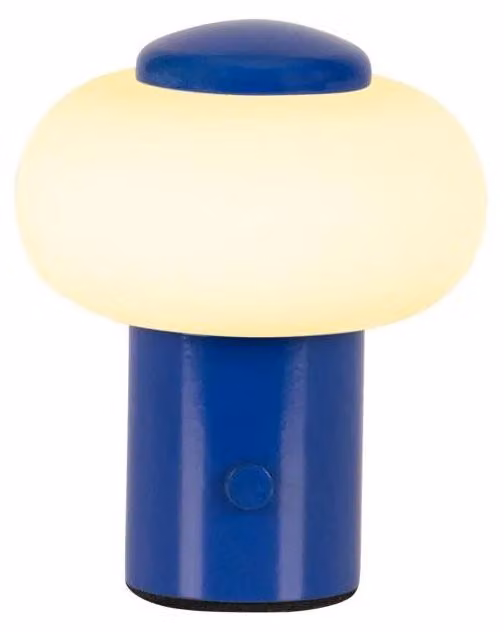 Lucide GUSTAV – Lampada da tavolo ricaricabile – Batteria – Ø 8 cm – LED dimmerabile – 1x0,8 W, 2700 K - Blu - Lampade da tavolo e da comodino (44520/01/35)