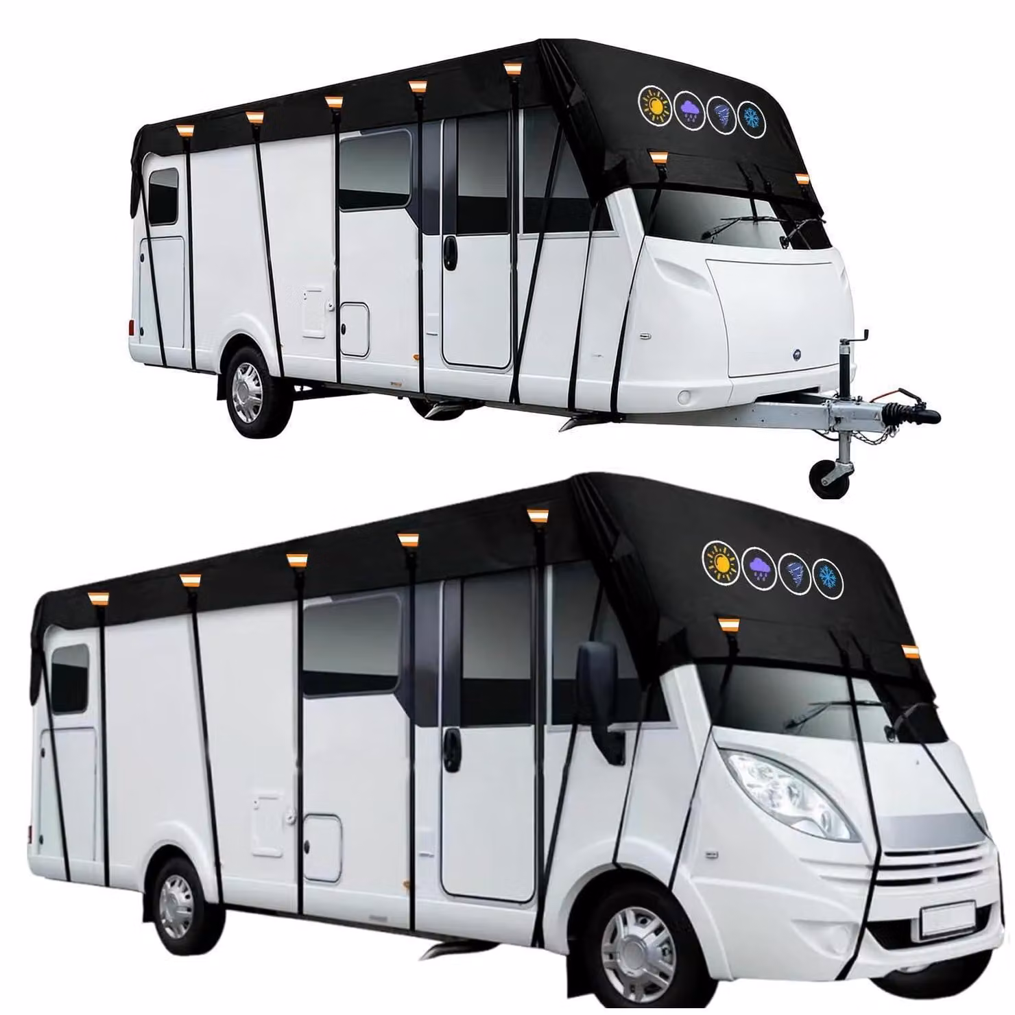 Copertura impermeabile nera per camper, per la copertura del tetto, dimensioni 5,5 x 3 metri