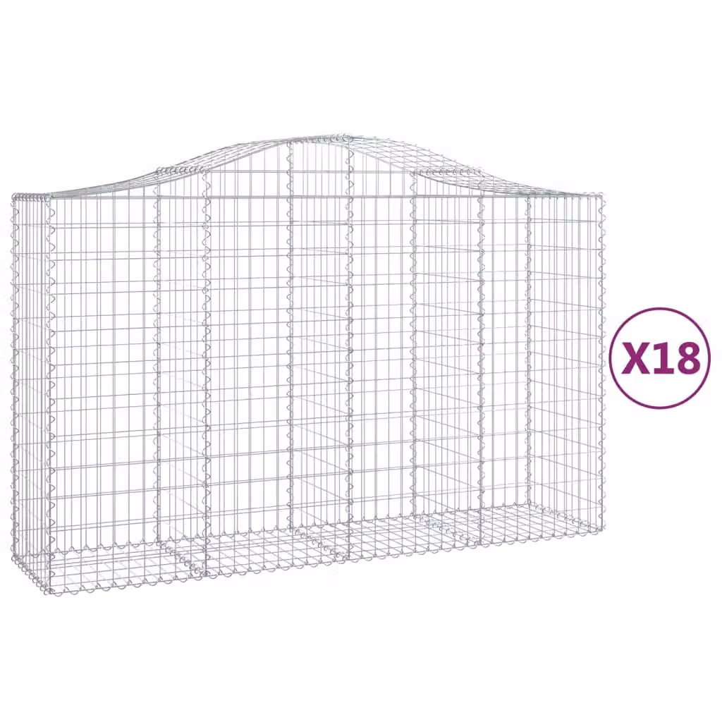 Cesti Gabbioni ad Arco 18 pz 200x50x120/140 cm Ferro Zincato