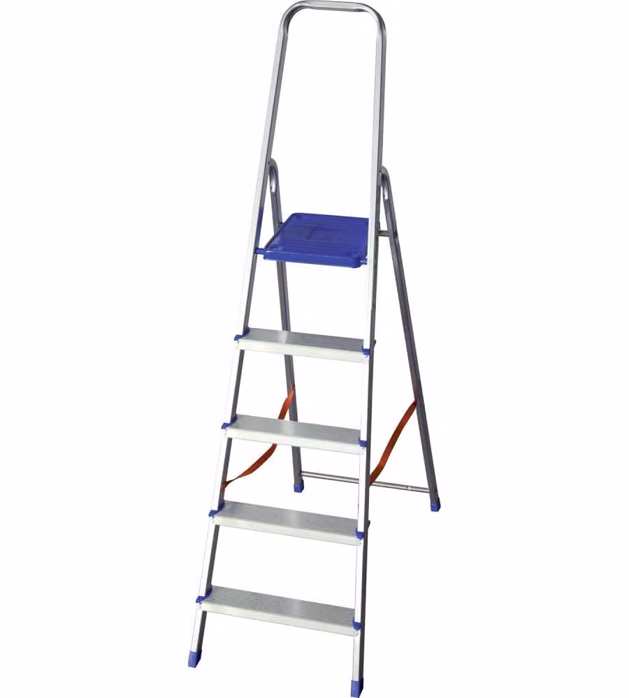 Scala a 5 gradini Facal Domus K100 in alluminio argento, Altezza: 166 cm