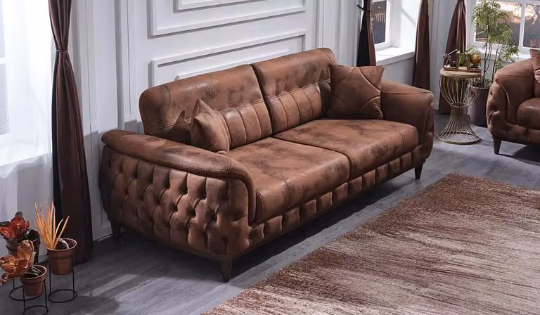 Design Sofa 3 Siter Leder Modern Luxus Sofa Dreisitzer Couch Wohnzimmer