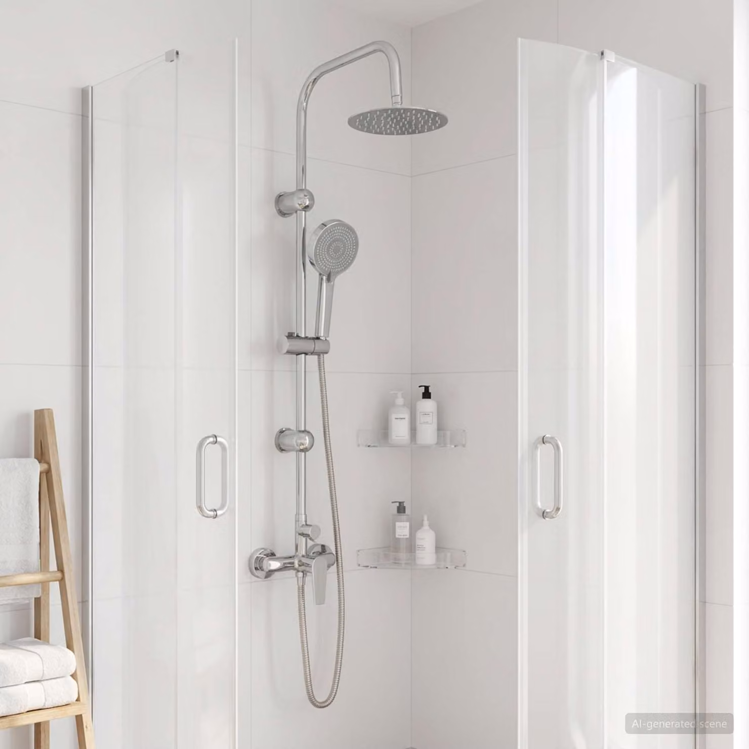 vidaXL Sistema Doccia in Acciaio Inox Cromato con Colonna Rigida e Doccino, L/P/H: 21 x 48 x 112 cm