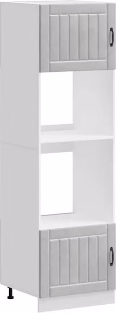 Set di 2 mobili per forno classici 60 x 57 x 207 cm con piedini regolabili design salva-spazio in legno multistrato grigio cemento 02_0055710