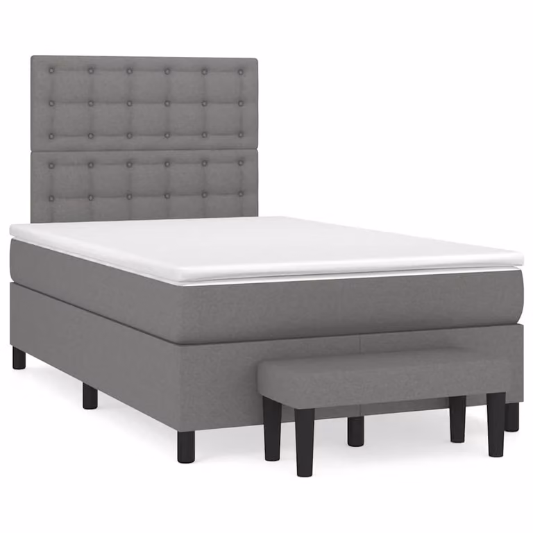 vidaXL Giroletto a Molle Ibrido con Materasso in Tessuto Grigio e Bianco L/P/H: 120 x 200 x 193 cm