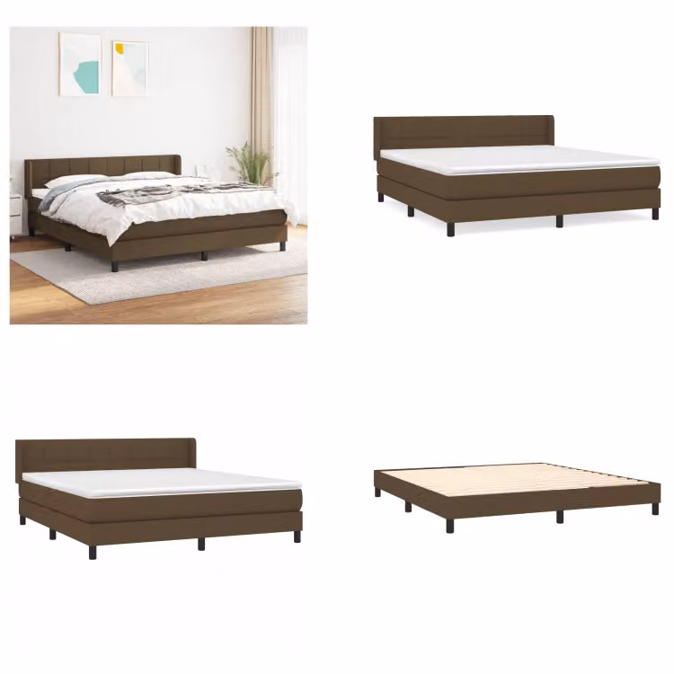 vidaXL Letto a molle con materasso in tessuto marrone scuro 180x200 cm - Letto a molle - Boxspringbetten - Bett - Schlafzimmermöbel
