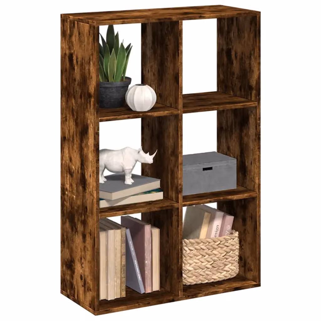 Libreria Divisorio vidaXL Moderna in MDF Rovere Fumo, L: 69,5 cm, P: 29 cm, H: 103,5 cm