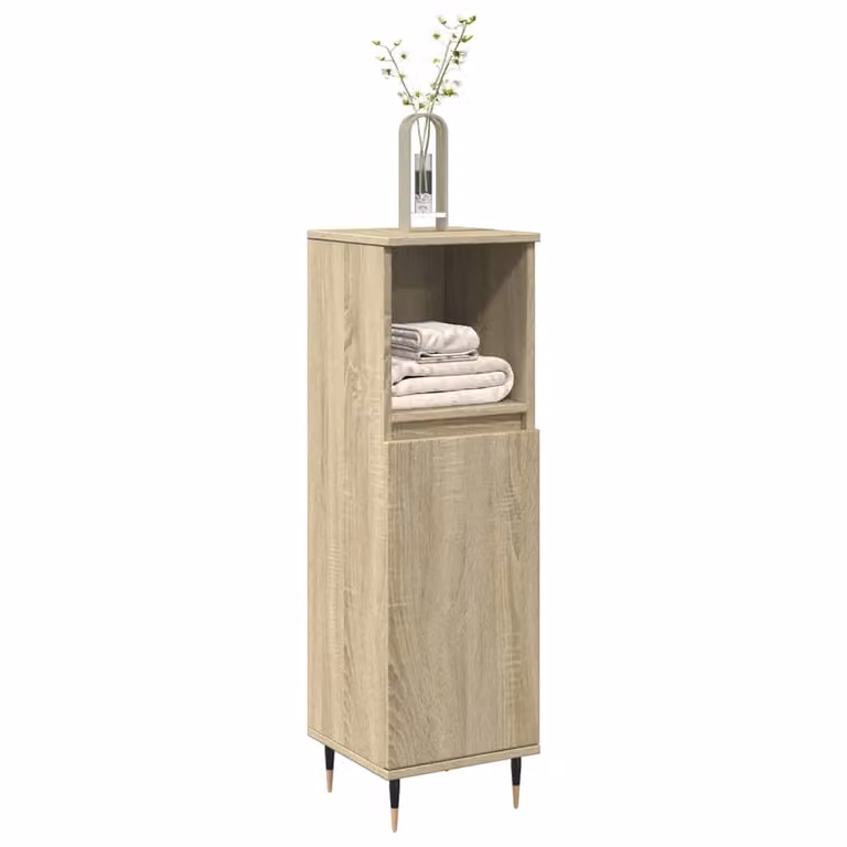 Armadietto da bagno sospeso vidaXL in legno Rovere Sonoma, L/P/H: 30 x 30 x 100 cm