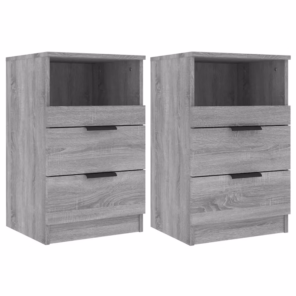 Set di 2 comodini sospesi vidaXL in legno color grigio opaco per camera da letto – 2