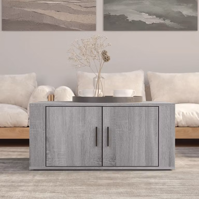 vidaXL Tavolino da Salotto Moderno Grigio in Legno Multistrato L: 80 cm, P: 50 cm, H: 36 cm
