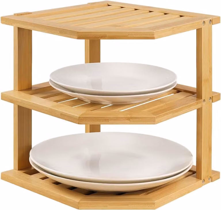 Scaffale angolare a 3 ripiani, modello Regal, ideale per cucina e bagno, per un'organizzazione naturale