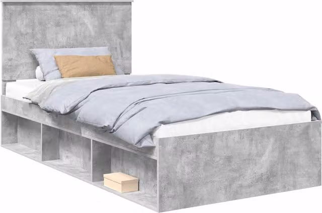 Letto singolo | Letto per adulti | Struttura del letto Grigio Concret¨¨ 100 x 200 cm Pino massello