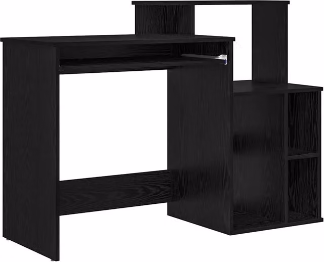 Scrivania moderna in legno color rovere e nero per home office L: 120,5 cm, P: 44,0 cm, H: 88,5 cm – 1