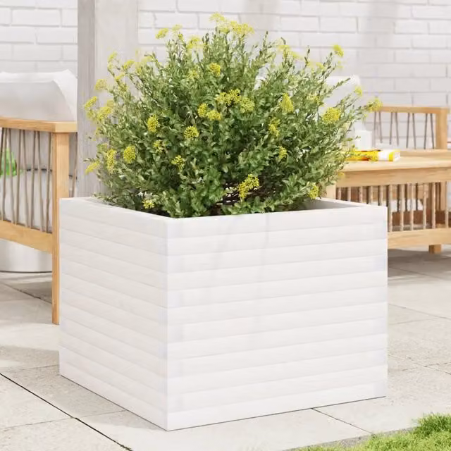Fioriera da giardino bianca vidaXL in legno per orto ornamentale L: 60 cm, P: 60 cm, H: 46 cm