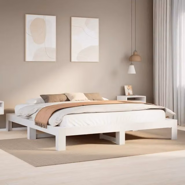 Struttura Letto Design Mania in Legno Massello di Pino Bianco con Doghe Rigide L/P/H: 200 x 200 x 31.5 cm – 1