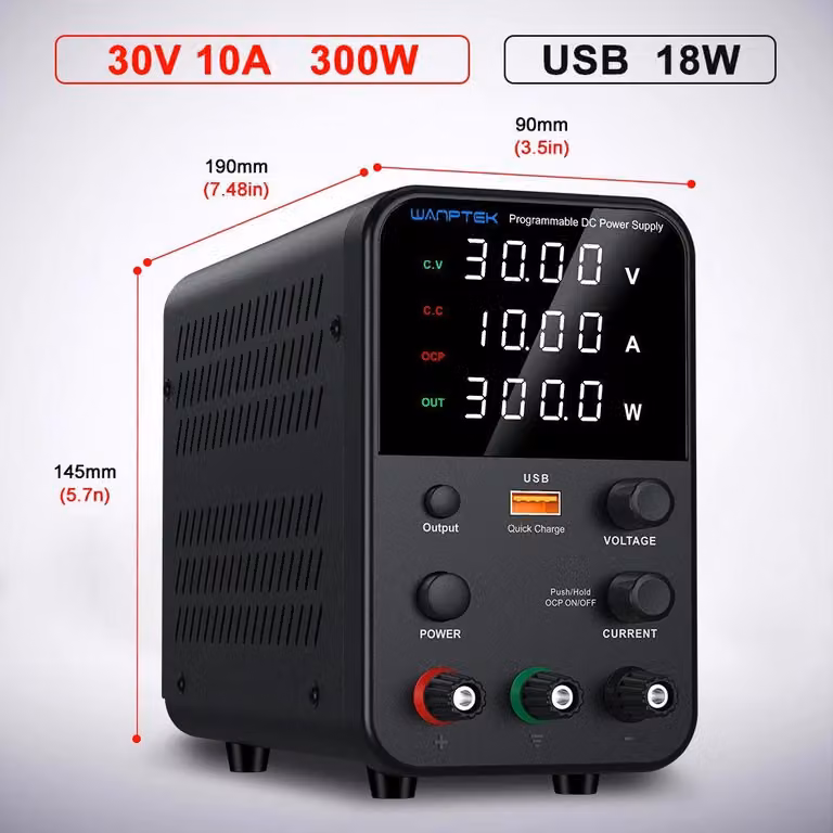Alimentatore da banco DC - WPS3010H, 30V, 10A - Alimentatore da tavolo regolabile - Uscita semplice - 201–300W - 50/60Hz