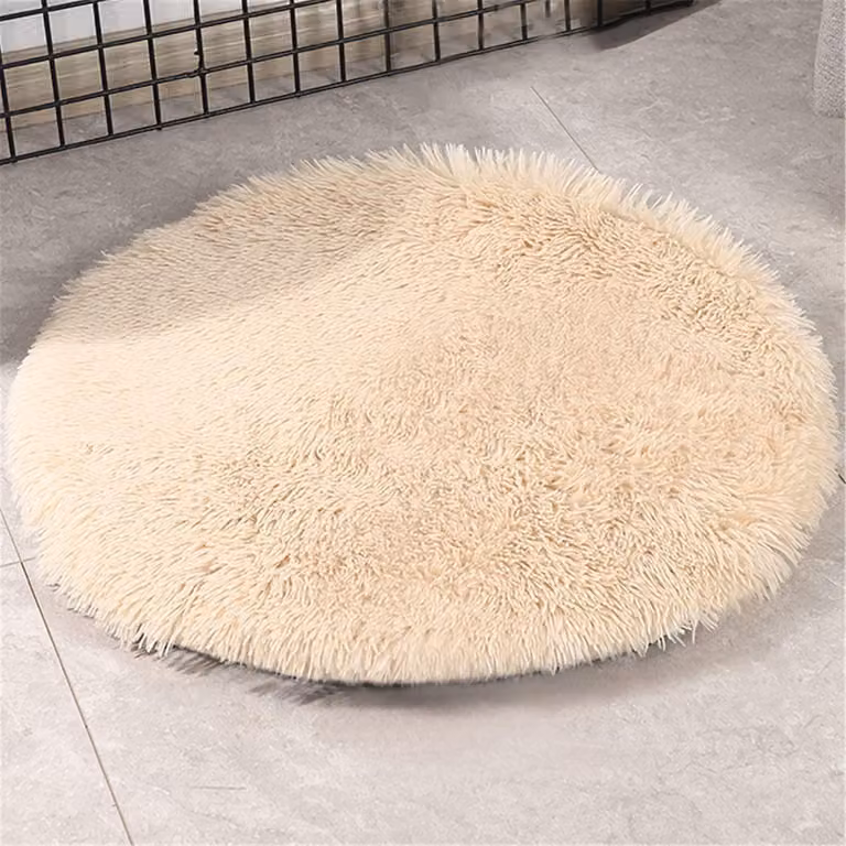 Tappetino per cani, cuccia per animali domestici, diametro 80 cm, beige, in peluche, lavabile