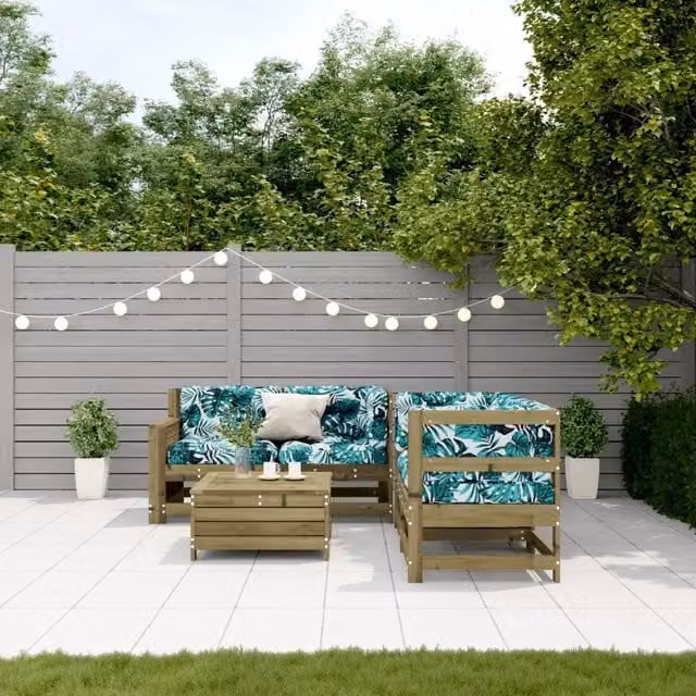 Set Divani da Giardino 5pz con Cuscini Legno Impregnato di Pino 3250819