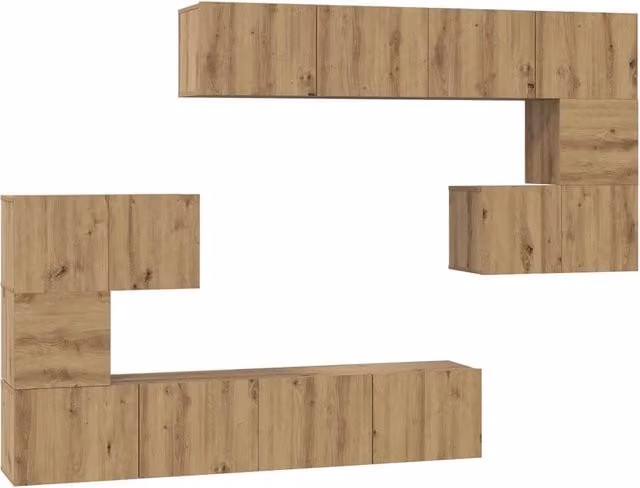 Set mobile TV 8 pz | Armadietto TV | Mobile Porta TV Rovere artigianale Legno multistrato