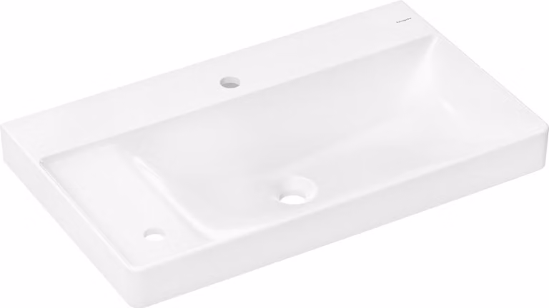 hansgrohe Xelu Q lavabo avec tablette à gauche, 2 trous pour robinet, sans trop-plein, 800x480mm, blanc, 60320450, 60320450