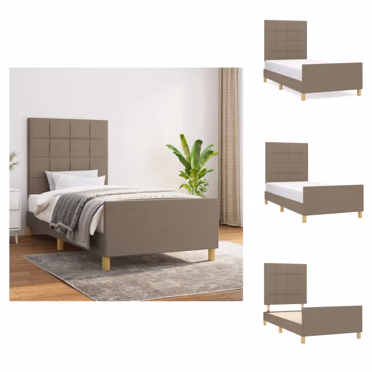 vidaXL Struttura letto con testiera in tessuto taupe 80x200 cm - Letti e strutture letto