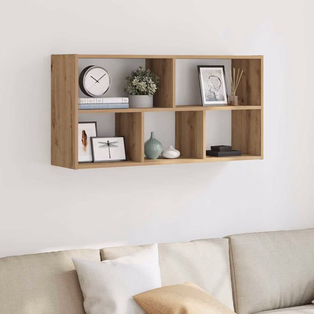Scaffale a Parete Moderno vidaXL in MDF Marrone con Pannello Posteriore L 100 x P 25 x H 50 cm