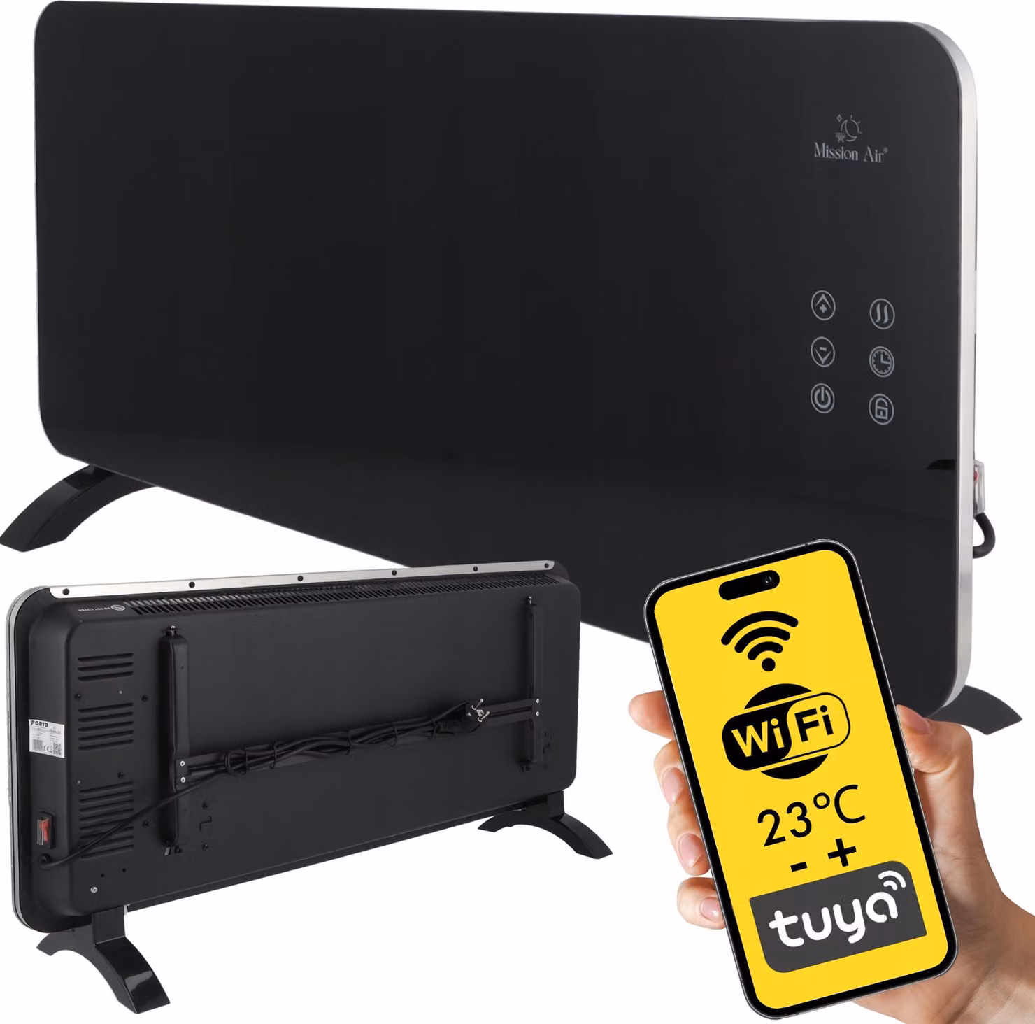 Riscaldamento a convettori PORTO WiFi 2000 W, nero