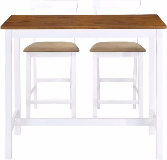 Set Tavolo e Sedie da Bar 3 pz Legno Massello Marrone e Bianco 275233