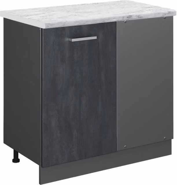 Mobile ad angolo cucina R-Line Calce nera/Antracite 86 cm PL Marmo Vicco