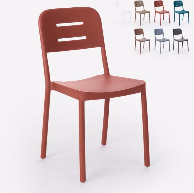 Sedia in polipropilene dal design moderno per cucina bar ristorante giardino Mose - Rosso
