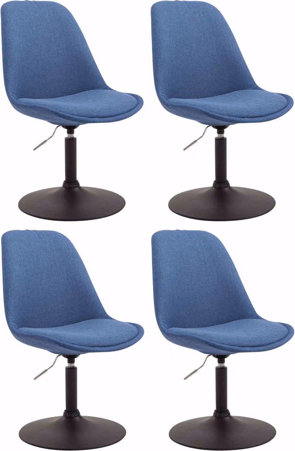 set di 4 sedie da pranzo - sedie da cucina - design moderno, seduta confortevole | colore: blu | colore base: nero