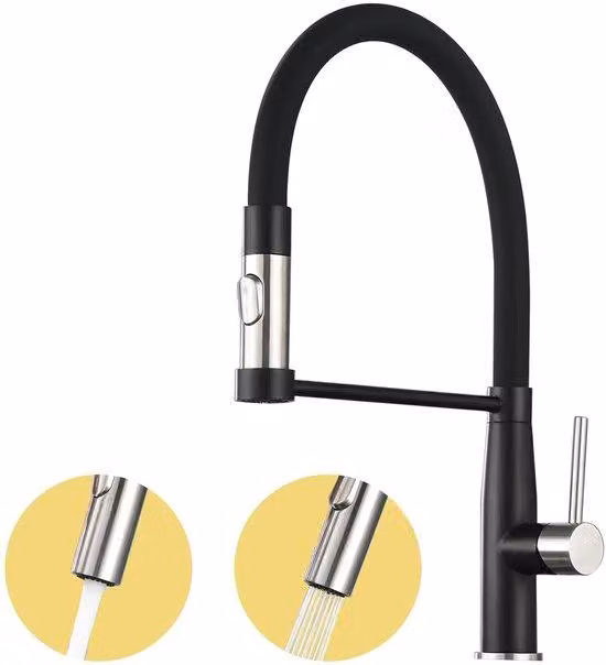 Rubinetto da cucina flessibile con rotazione a 360 gradi - Acciaio fuso - Nero intenso