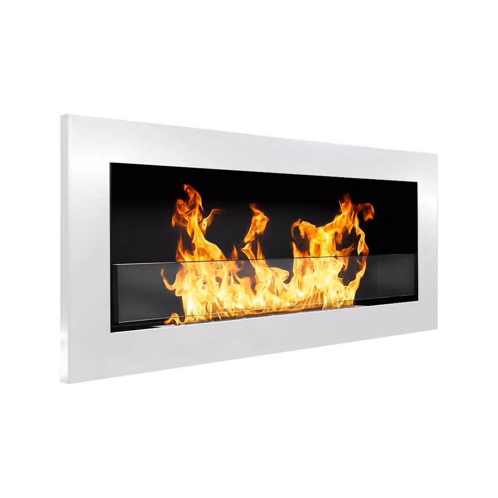Caminetto a bioetanolo Seulo DMORA, colore bianco, L: 90 cm, P: 12 cm, H: 40 cm, capacità 0,75 lt – 2
