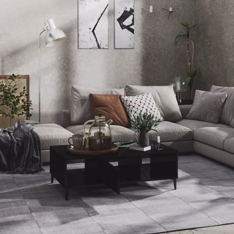 Maison Exclusive - Tavolino nero lucido 103,5x60x35 cm Materiale ligneo