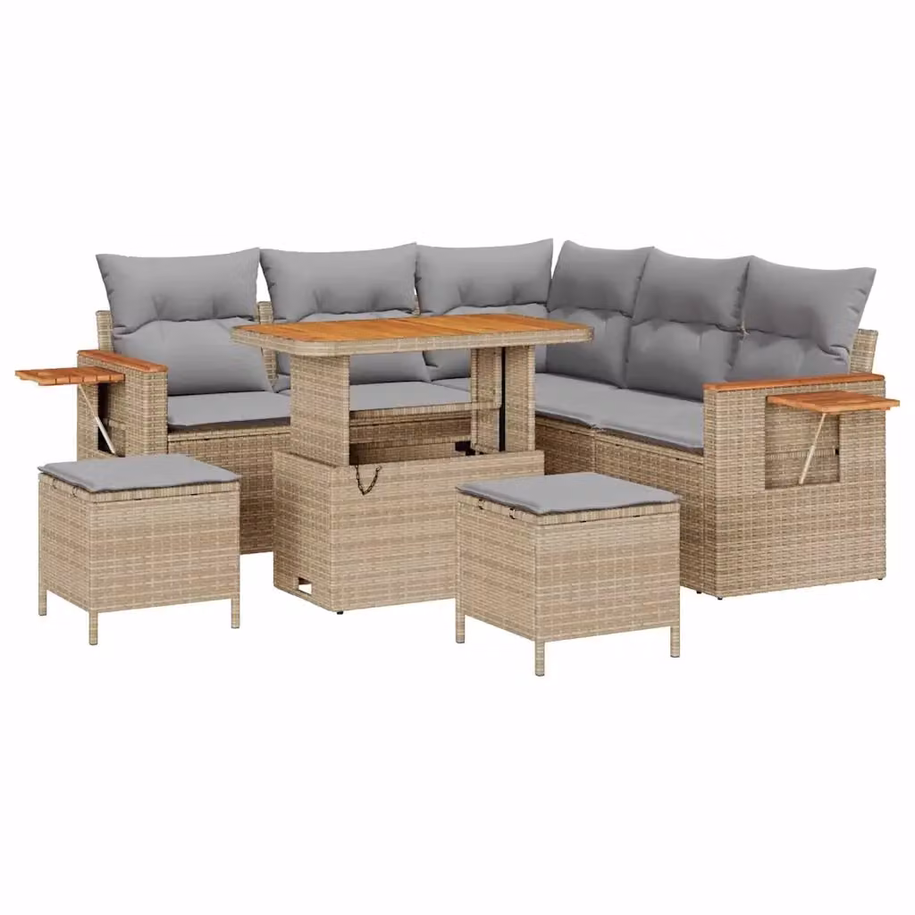 Set Divano da Giardino vidaXL 8 Posti a Forma di L con Cuscini Beige e Grigio – 2