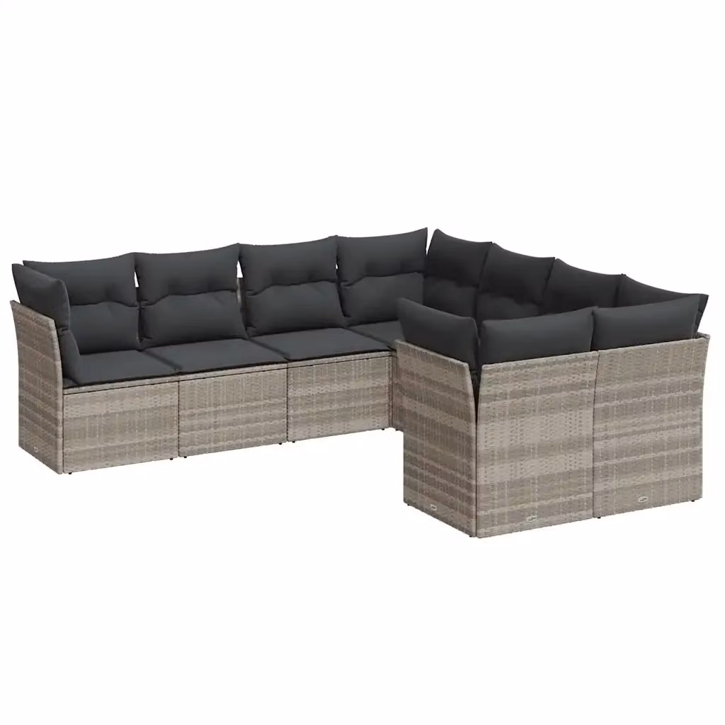 vidaXL Set Divano da Giardino a L con Cuscini Grigio Chiaro e Struttura in Metallo – 2