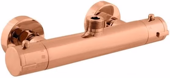 Miscelatore termostatico per doccia a parete in ottone oro rosa spazzolato - uscita alta