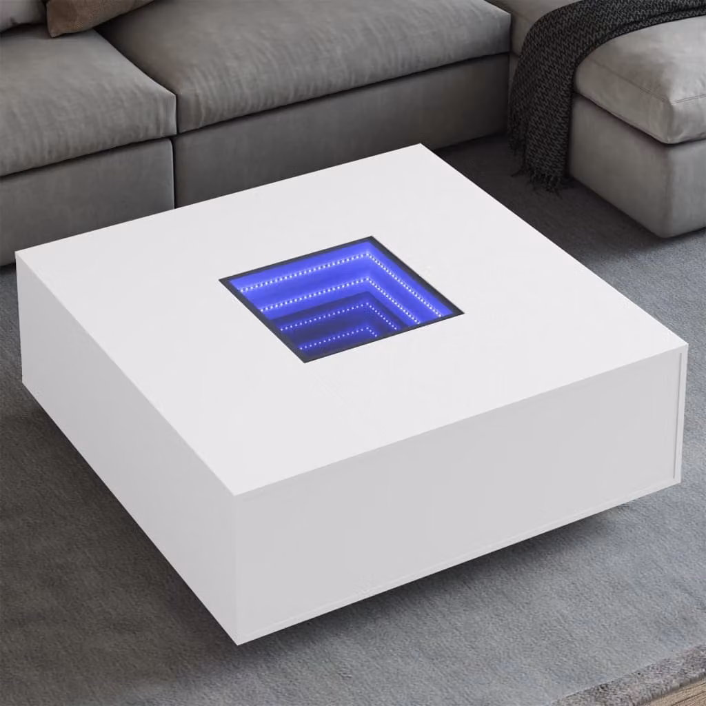 vidaXL Tavolino da Salotto Infinity Bianco con LED L 100 x P 100 x H 40 cm – 1